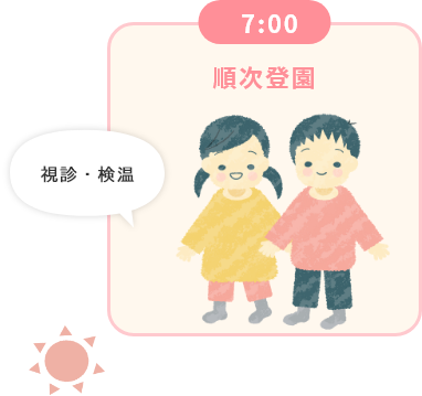 7:00 順次登園 視診・検温