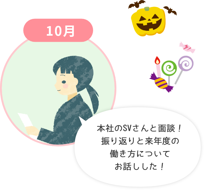 10月 本社のSVさんと面談！振り返りと来年度の働き方についてお話ししました！ 